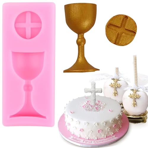 XMOLDNMS Kommunion Kelch Fondant Formen Taufe Kuchenform für Taufe Party Kuchen Dekoration Cupcake Topper Süßigkeiten Schokolade Polymer Clay Gummipaste