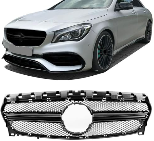 Auto Front Kühlergrille für Mercedes Benz CLA W117 C117 X117 2016-2019, Mesh Grill Frontstoßstange Wabengrill Komplett Kühlergrill Stoßstange Verschleißteile Car Styling