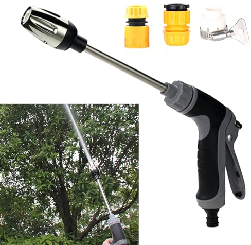 Katslyn Turbowasher - Power High-Pressure Cleaner for Every Garden Hose, My Garden Friend Pressure Washer, Aluminium Body Globe Valve 2-Port 15cm Inlet 3/4 Inch Outlet, Black Gray