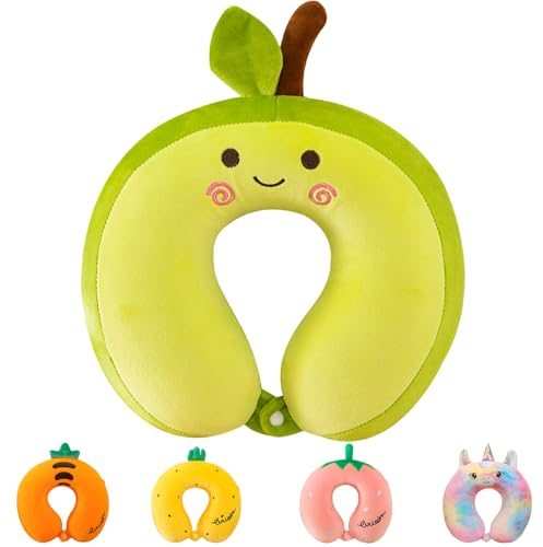 AUNGCSHE Nackenkissen Kinder, Avocado Memory Foam Nackenkissen Avocado Niedlich Mädchen Flugzeug Reisekissen, U-Formiges Nackenkissen Reise Flugzeug Büro für Erwachsene Kind(Avocado)
