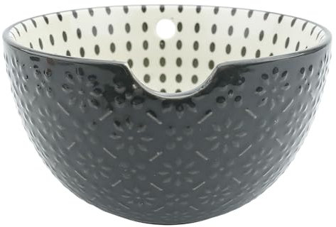Ceramic Yarn Bowl, Yarn Storage Bowl for Crochet Yarn Holder, Ceramic Knitting Yarn Bowl for Knitting Crochet Hook Accessories (Grey)