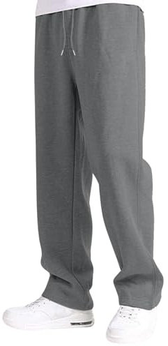 Sport Hose Herren Langgröße Fitness Sweat Hosen Herren Elastischer Bund Mit Kordelzug Hose Taschen Winter Warme Casual Jogginghose Herren Tommy Jogginghosen Sportkleidung 2024 Grau 3XL