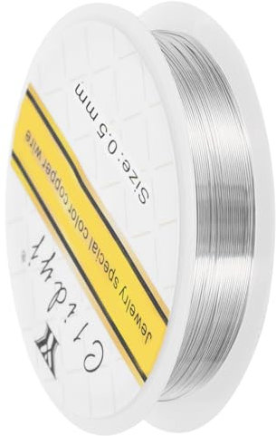sourcing map 0.5mm/24 Gauge Copper Wire for Jewelry Making, 1 Roll Craft Tarnish Resistant Beading Wire for Jewelry Making Supplies DIY (Silver)