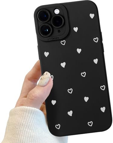 Handyhülle für iPhone 11 Pro Schwarz matt mit Kameraschutz, Niedlich Herz Schutzhülle Design für Frauen Mädchen, Kratzfeste Schutzhülle für iPhone 11 Pro