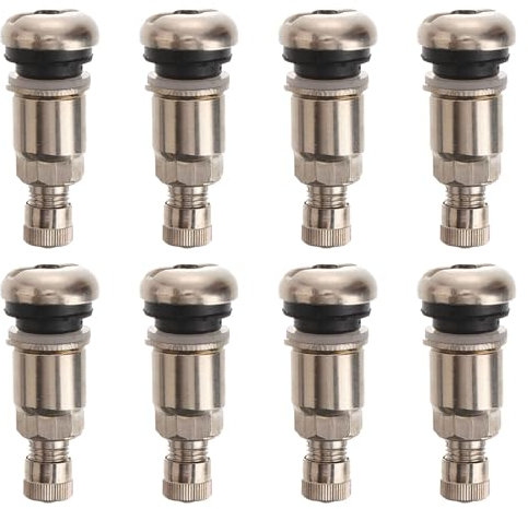 GmwyCzV 8 Piezas Valvulas para Neumaticos, Vástagos de Válvula de Metal Hecho de Acero Inoxidable, Plata Válvulas Universales para Llantas, Válvula Pneu Antideslizantes para Coche, Moto, Bicicleta