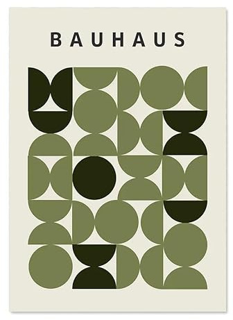 Baibexing Abstraktes Bauhaus-Grün, Hd-Leinwandgemälde, Minimalistisches Wandkunst-Poster Und Druck, Schlafzimmer, Wohnzimmer, Heimdekoration, A3 50X70Cm Kein Rahmen