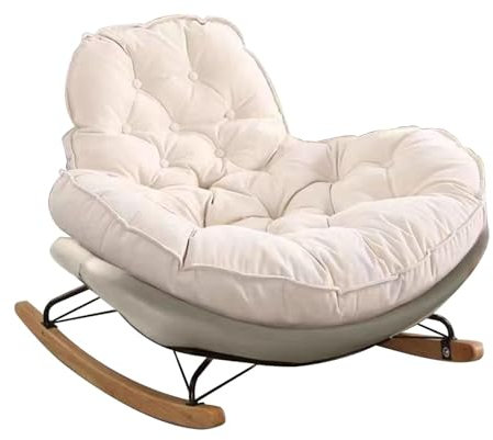 Gepolsterter Schaukelstuhl aus Hirschleder und Samt, Schaukelstuhl mit hoher Rückenlehne, moderner Schaukelstuhl, bequemer Beistellstuhl für Schlafzimmer, Wohnzimmer (Farbe: Mintgrün) (Mintgrün, Einh