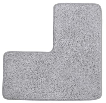 Tappetino da bagno a forma di L, tappeto da bagno assorbente, morbido, tappetino da doccia angolare, lavabile per doccia quadrata (grigio)