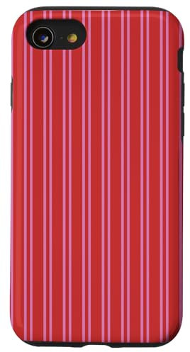 Red and Pink Striped Cute Girly Aesthetic Preppy Stripe Case for iPhone SE (2020) / 7 / 8