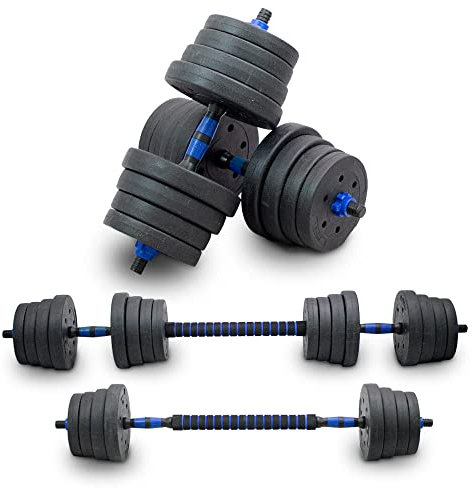 Bituxx 2in1 Hantelset Kurzhantel Langhantel Set Hanteln Krafttraining Gewichte Dumbbells 30KG