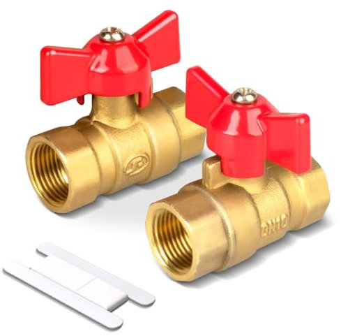 Bwintech 2 Stück 3/8'' BSP-Innengewinde zu 3/8'' BSP-Innengewinde in Messing, Kugelhähne mit Flügelgriff 180 Grad Absperrschalter Betrieb Handgriff Ventil Rohrverschraubungen