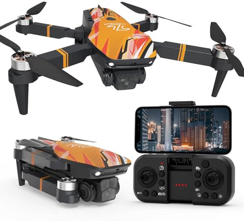 TTROARDS Brushless Motor Drone with Camera 4K, 270° Obstacle Avoidance Optical Flow Positioning Mini Drones for Beginners, Foldable RC Quadcopter Gift Toy for Kids, Orange