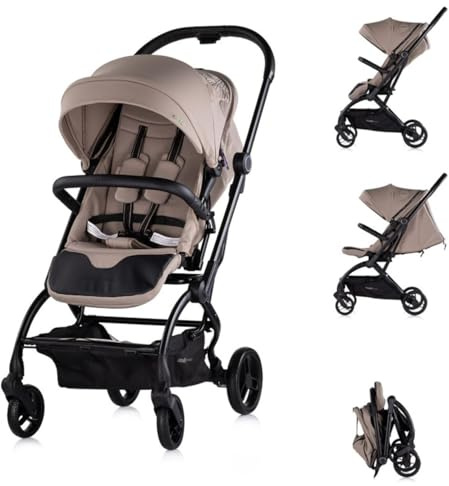Chipolino Kinderwagen Revolut, Sitz 360 Grad drehbar, verstellbar, EVA-Reifen beige