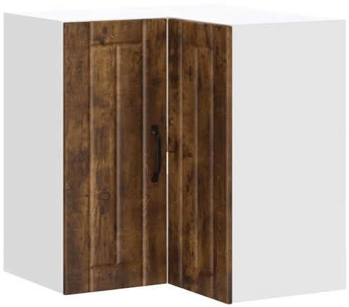 Homvdxl 57 cm Küchenwand Eckschrank mit Türen - Wandecke Eckschrank - Moderner Aufbewahrungsschrank Eiche + Rustikal