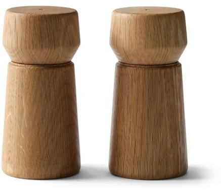 Crushgrind Amsterdam Gewürzmühle mit Keramikmahlwerk | 2er Set | Eichenholz | Salz und Peffermühle mit verstellbarem Mahlgrad | aus hochwertigen, nachhaltigen Materialien | 2x Braun (110 mm)