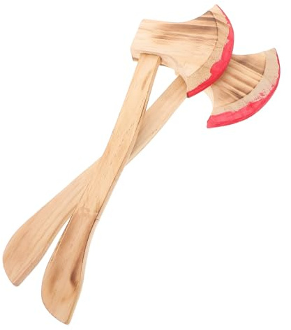 Gogogmee 2pcs Wooden Axe Toys for Party Supplies Festival Decoration Fake Bloody Axe Props for Halloween Party Photo Props