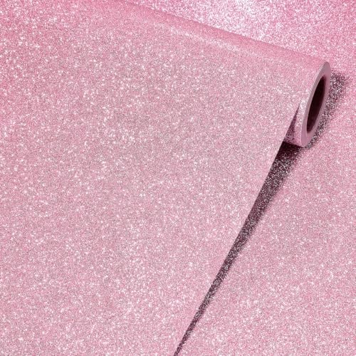 YENHOME Tapete Selbstklebend Kinderzimmer Rosa Glitzer Klebefolie Möbel 60x300cm Glitzertapete Wohnzimmer Wandtapete Selbstklebend Dekofolie Glitzer Rosa Kinder Folie für Möbel Glitzerpapier