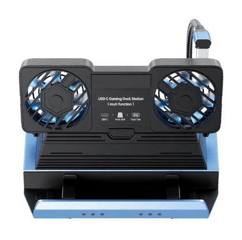 ASHATA 4K@60Hz für Steam Deck Dock, 10 in 1 Dockingstation für ROG Ally X für Legion Go für Claw, Abnehmbarer Doppellüfter, Gigabit Ethernet, 4 USB 3.0 PD100W M.2 NVMe Steckplätze