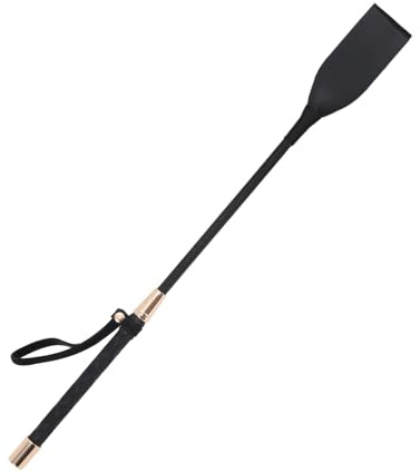 Tnzudu Horse Whip, Black Riding Crop, 18 Inches Long, PU Leather Equestrian Teaching Whip