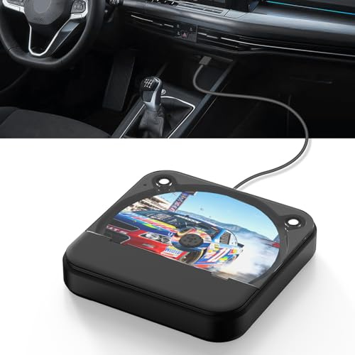 Externer CD Player für Auto Laptop TV, Plug-and-Play mit USB/AUX Anschluss | USB CD Player mit Fernbedienung für Auto, Anti-Skip AUTO-CD-Player, Universeller USB CD Laufwerk, Kompaktes Design