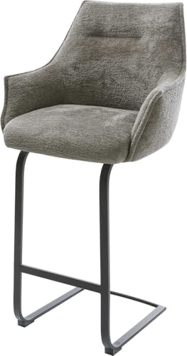 DELIFE Barstuhl Alja-Flex Freischwinger Flach Metall Schwarz Bouclé Soft Schlamm Taschenfederkern