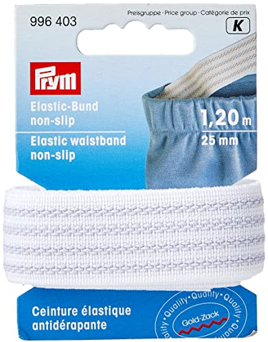 Prym PRYM_996403-1 Elastic Waistband, Non Slip, 25mm, White, 1, 2m