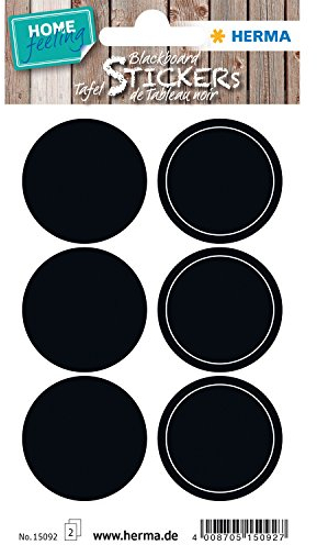 HERMA 15092 Tafelaufkleber zum Beschriften rund, 12 Stück, Ø 30 mm, Tafeletiketten selbstklebend für Gläser, Tafelfolie zur Dekoration, Tafel Aufkleber für Küche Gewürzgläser Marmeladen Flaschen