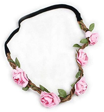 Aeromdal Blumengirlande Krone Festival Hochzeit Haar Kranz Blumen Stirnband Pink