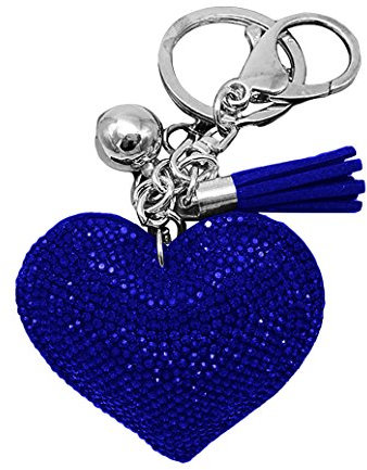 Steellwingsf Porte-clés romantique avec pendentif en forme de cœur et strass (bleu)