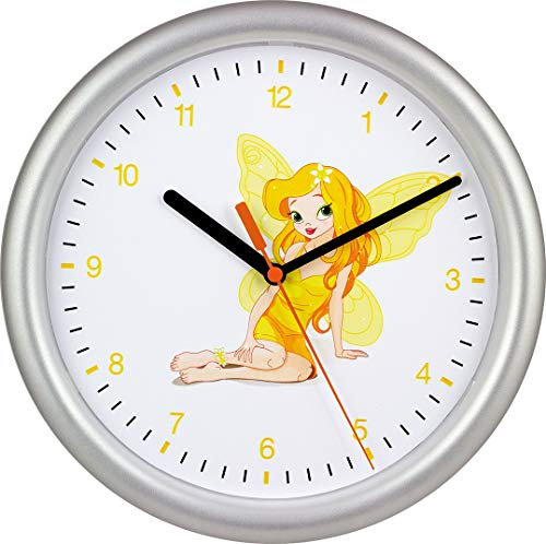 SELVA Kinderwanduhr – Elfen-Motiv – Für MÄDCHEN geeignet – ABS-Gehäuse – Plastikglas – Geräuschlos – Ø 25 cm