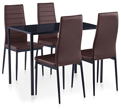 vidaXL Essgruppe 5-TLG. Esszimmertisch Esstischset Esszimmergarnitur Küchentisch Esszimmer Stuhl Tisch Set Sitzgruppe Esstisch mit 4 Stühlen Braun