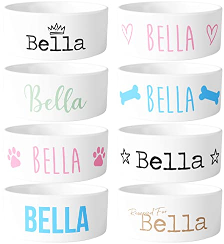 Personalised Ceramic Dog Bowl - Choose Your Own Design & Colour - Add Your Pet's Name