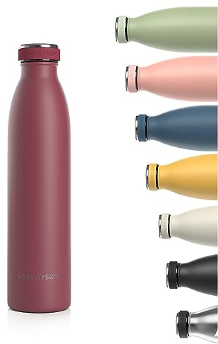 LARS NYSØM Edelstahl Trinkflasche 350ml, 500ml, 750ml, 1L, 1 5 liter | Thermosflasche Kohlensäure geeignet | Auslaufsichere Wasserflasche für Sport, Outdoor, Schule (Berry Red, 750ml)