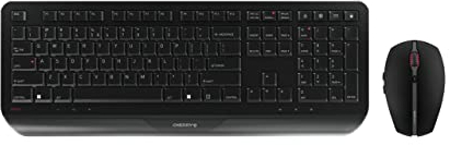 CHERRY GENTIX DESKTOP, Kabelloses Tastatur-Maus-Set, EU-Layout (QWERTY), 2,4 GHz Funk, Integrierte Handballenauflage, Symmetrische Maus, Schwarz