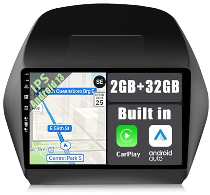YUNTX Android 13 Autoradio für Hyundai IX35(2010-2014) -GPS 2 Din Bluetooth 5.0 mit navi-[Integriertes Wireless CarPlay/Android Auto/GPS] -IPS 2.5D 10.1”-DAB/Lenkradsteuerung/MirrorLink/4G/WiFi/USB