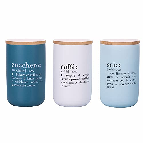 Victionary Shades Set 3 barattoli in bone China con coperchio in bamboo 750 ml