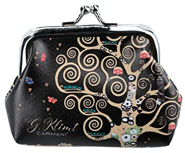 CARMANI - Petit porte-monnaie pour femme avec fermoir Gustav Klimt « L'arbre de vie »