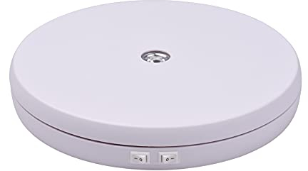 Andoer Drehteller Elektrisch, Fotografie-Plattenspieler 360-Grad-drehbares Display mit LED-Licht für Schmuck Display, Shop Ausstellungsstand, Fotografie, Hochzeitstorte Zeigen(Weiß)