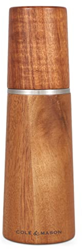 Cole & Mason Marlow Acacia Pfeffermühle Holz, Akazienholz, 18.5cm, Gewürzmühle, Traditionelle verstellbare Pfeffermühle, H322221