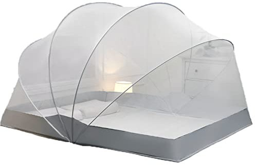 DONGCY Moskitonetz Bett Faltbares Bodenlos Bett-Moskitonetz Tragbares Reise-moskitonetz für Schlafzimmer Outdoor Camping Moskito-Campingvorhang Einzelbett Doppelbett,Gray,100 * 190 * 120cm