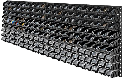 KADAX Werkzeugwandregal Groß, 232x78cm Lagersystem aus robustem Kunststoff, UV-Resistentes Modul-System, Erweiterbare Wandplatten, Werkstattregal für Garage (Schwarz, 180 tlg. v2)