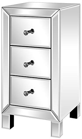 LEADZM Nachttisch Glas mit 3 Schubladen, 1 Stück, Beistelltisch Nachtschrank, Aufbewahrungsschrank, für Wohnzimmer, Schlafzimmer, Büro, Badezimmer usw., 30 x 30 x 60 cm (1)
