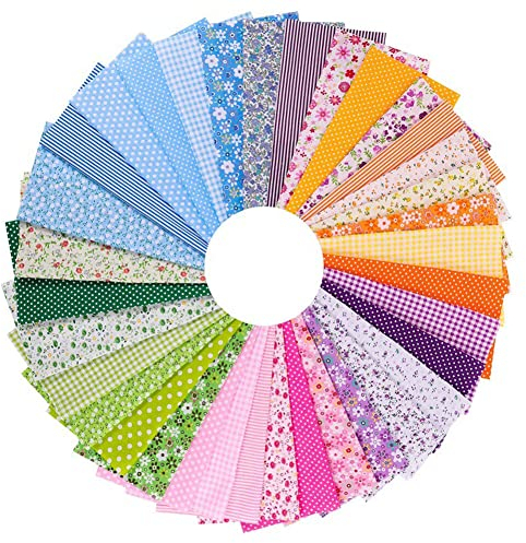 ISAKEN 35 Stück Baumwollstoff Patchwork Stoffe 25x25cm, DIY Patchwork Stoffe Kunsthandwerk Stoffe zum Nähen Meterware Patchwork Stoffe Paket Stoffreste für Kleidung, Bettwäsche, Vorhänge, Tischdecken
