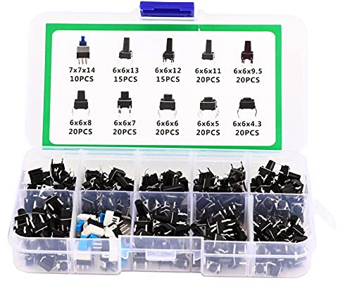 Mini-Schalter, 180-teiliger Tastenschalter, Schlüsselschalter-Drucktasten-Mikroschalter-Set, für TV-Audiogeräte, Computerelektronik, Drucktastenschalter-Set
