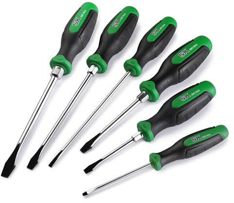 SK Jeu de 6 tournevis à fente magnétique, en acier S2, poignée SureGrip®