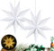 HOUISM Papierstern Lampenschirm 2Stück, Papier Lantern zum Aufhängen Faltsterne Weiß Papierstern Beleuchtet für Weihnachtsbaumspitze Hochzeit Silvester Party Fensterdeko(Inc. 3er Lichterkette)