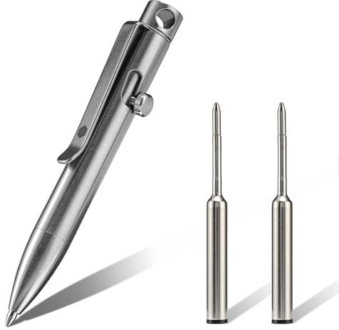 KeyUnity KP05ST Penna a sfera in lega di titanio con clip, penna tascabile EDC in metallo retrattile per il trasporto quotidiano