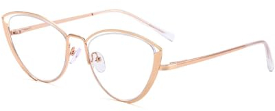 kachawoo Cat Eye Brillen Rahmen Frauen Metall Blau Licht Blocking Brillen Optische Verschreibung Brillen (Gold with clear)…