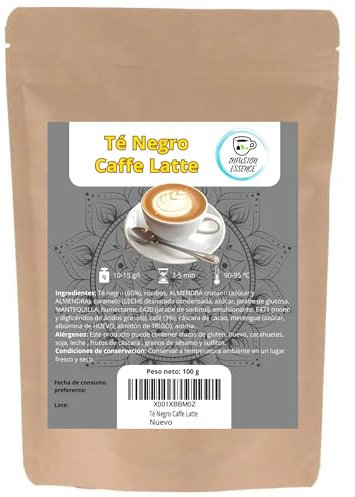Té Negro Caffe Latte I Té Antioxidante, Energético y Digestivo I Té Negro en Hojas Sueltas (50 tazas) 100 g (Caffe Latte)