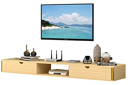 Kamnik Wandmontierte TV-Einheit, schwebender TV-Ständer, Wandmontage – Wand-TV-Schrank, Medienkonsole, Unterhaltungszentrum unter dem Fernseher für TV-Komponenten, PS4/Xbox One/Kabelbox/DVD-Player/
